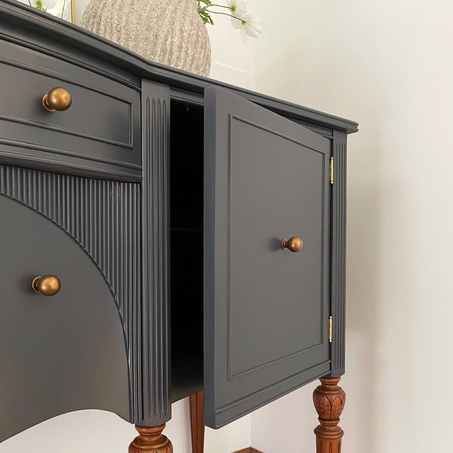 Antique Rockford National Furniture Co. Sideboard – Refinished in Inkwell Shipping Included