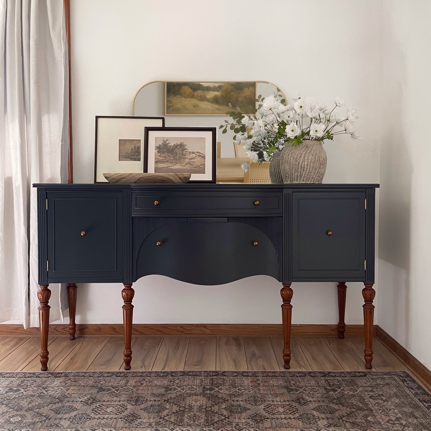 Antique Rockford National Furniture Co. Sideboard – Refinished in Inkwell Shipping Included