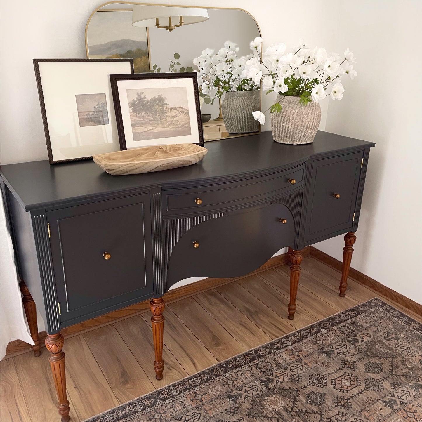 Antique Rockford National Furniture Co. Sideboard – Refinished in Inkwell Shipping Included