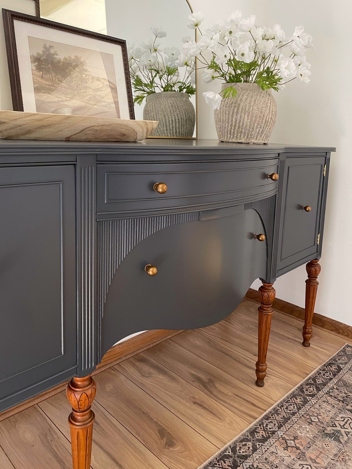 Antique Rockford National Furniture Co. Sideboard – Refinished in Inkwell Shipping Included