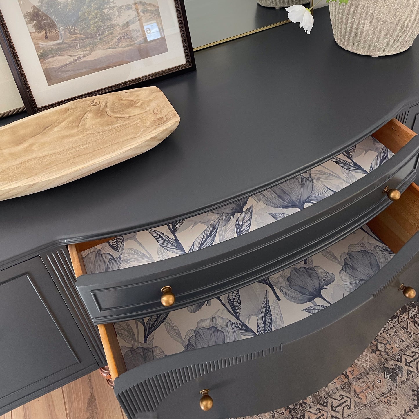 Antique Rockford National Furniture Co. Sideboard – Refinished in Inkwell Shipping Included