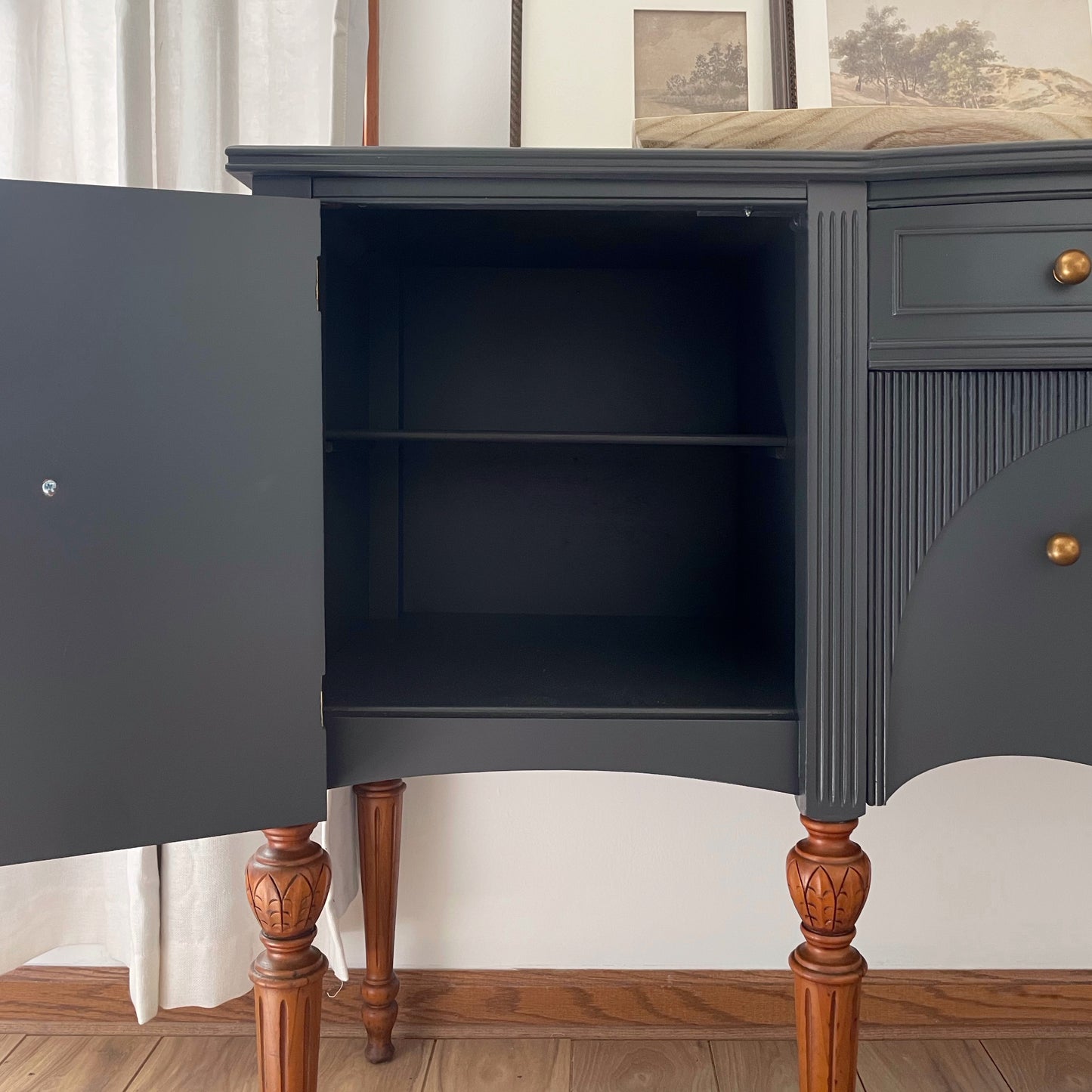 Antique Rockford National Furniture Co. Sideboard – Refinished in Inkwell Shipping Included