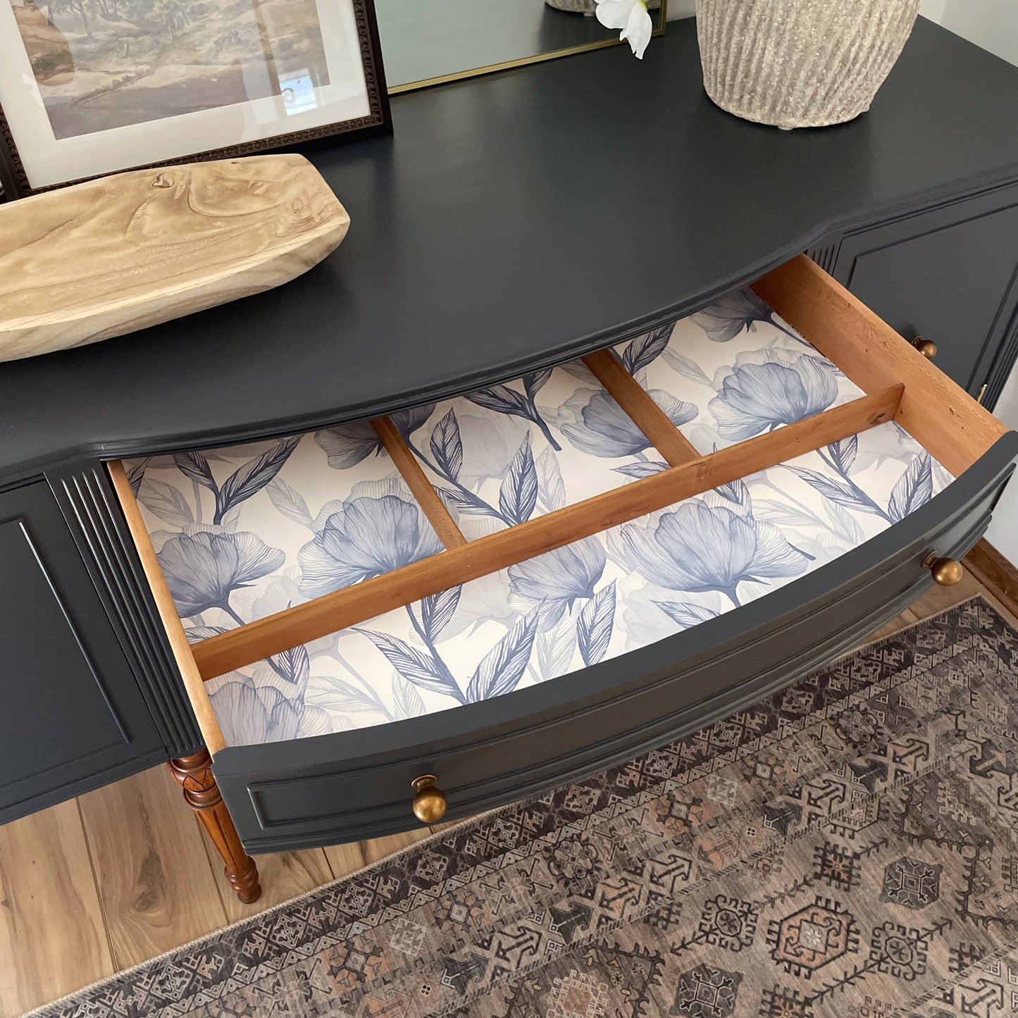 Antique Rockford National Furniture Co. Sideboard – Refinished in Inkwell Shipping Included