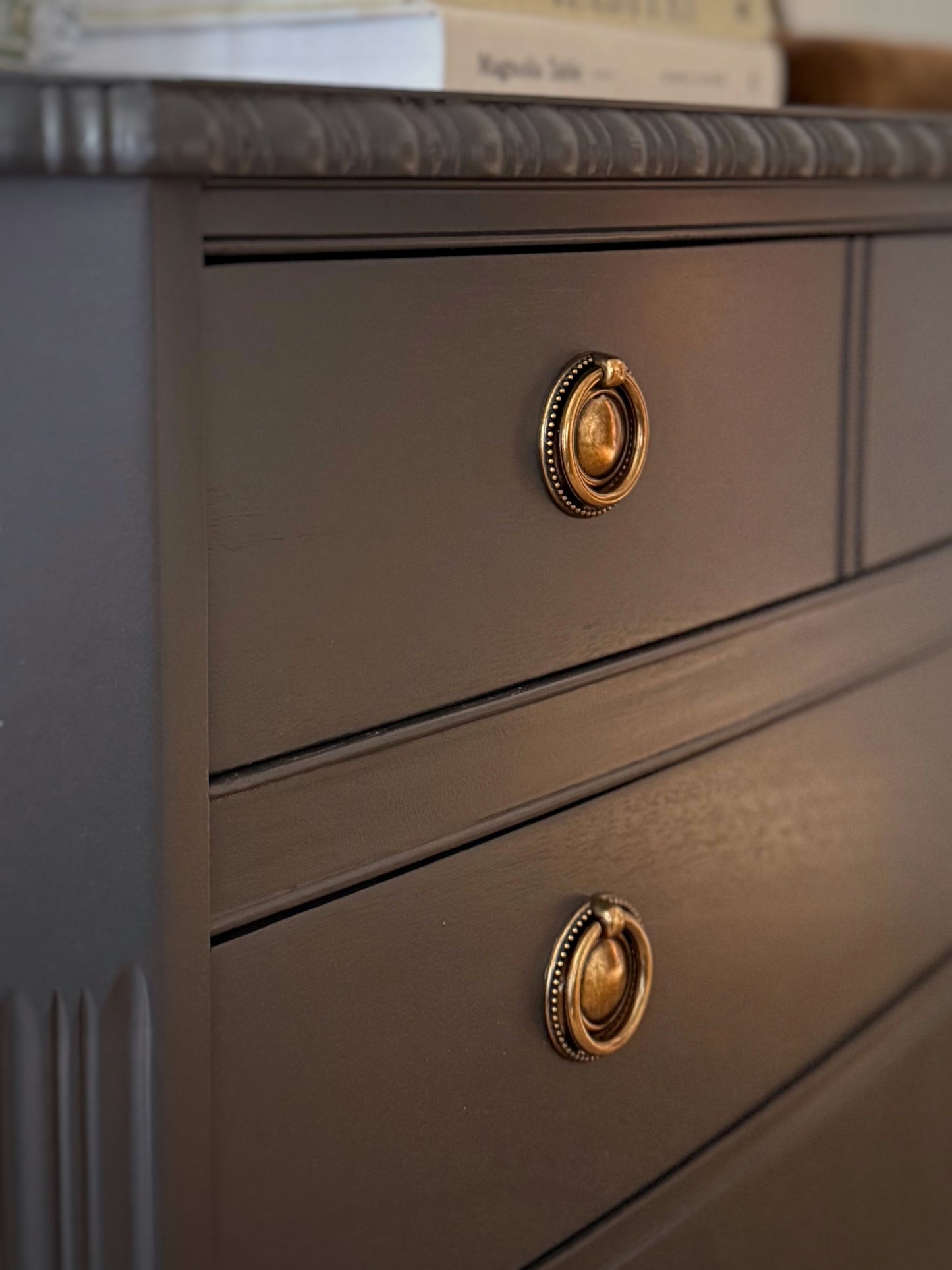 SOLD Drexel Chest of Drawers – Professionally Painted in Black Beauty (2129-10) with Satin Finish and New Hardware