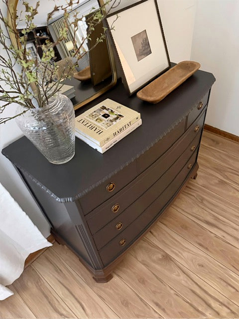SOLD Drexel Chest of Drawers – Professionally Painted in Black Beauty (2129-10) with Satin Finish and New Hardware