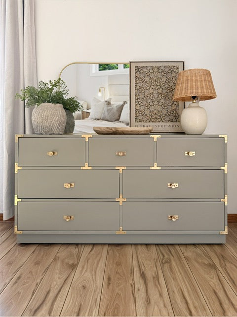 Bernhardt Campaign Style 7-Drawer Dresser